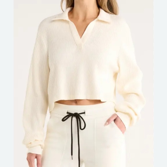 The Range Tops - The Range Cream Ribbed Knit Sweater